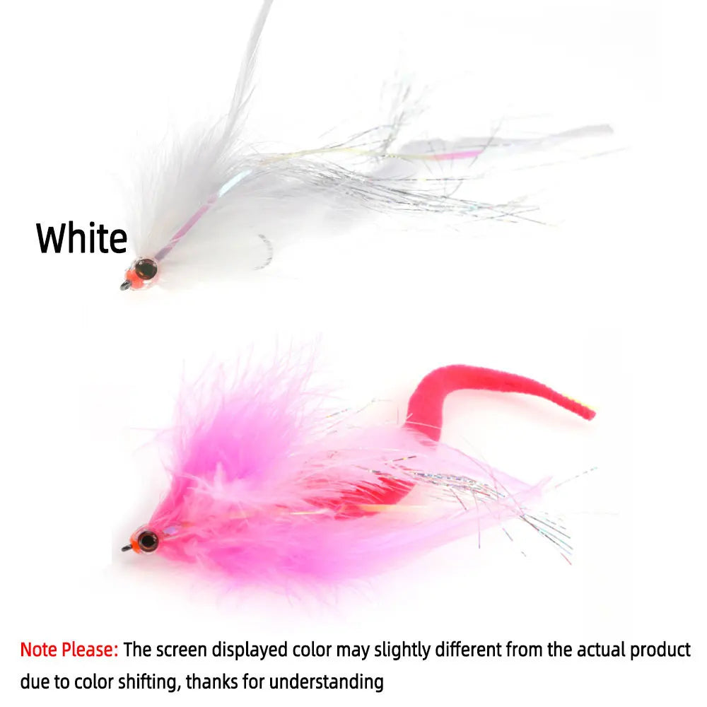 1/2PCS~ 8PCS 2/0 Dragon Tail Pike Streamers Bass Pike Muskie Fishing Lure Fly Saltwater Baitfish Big Fishing Dragontail Flies