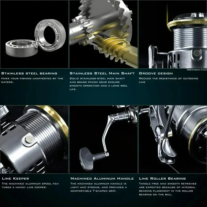 Okuma All Metal Rust Proof Smooth Bearing 5.5:1 Fishing Reel Drag System 15Kg Maximum Power Rotating Wheel Fishing Coil1000-5000