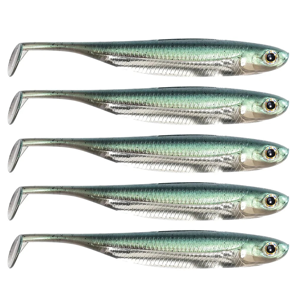 5Pcs Fishing Gear Accessories Soft Bait Set 10CM/12CM Color Flexible Reflective 3D Simulation Fishing Bait Durable Fishing Tool