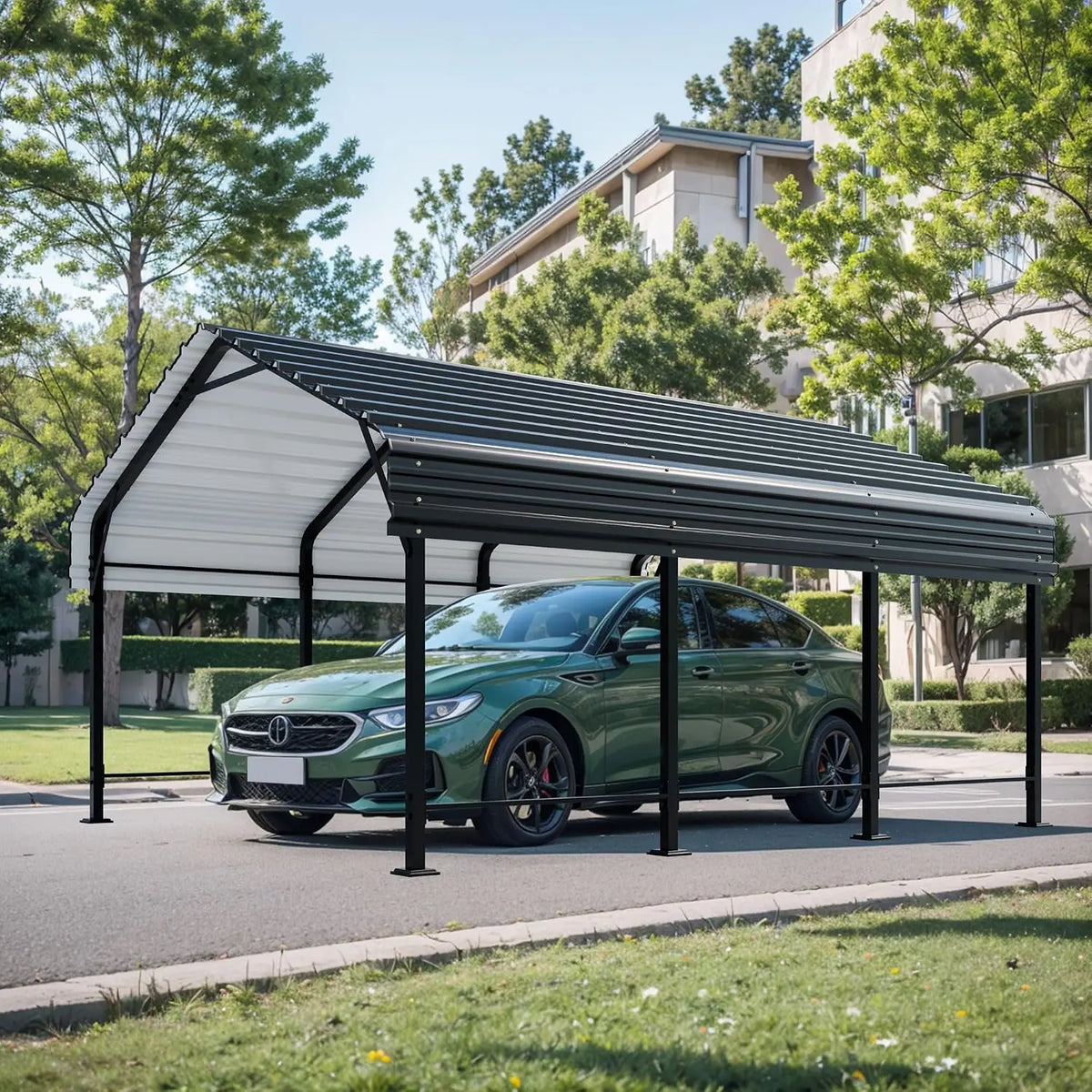 20x20 FT Metal Carport, Oversized Carport Garage with Enhanced Base, Outdoor Galvanized Car Shelter, Heavy Duty, Custom