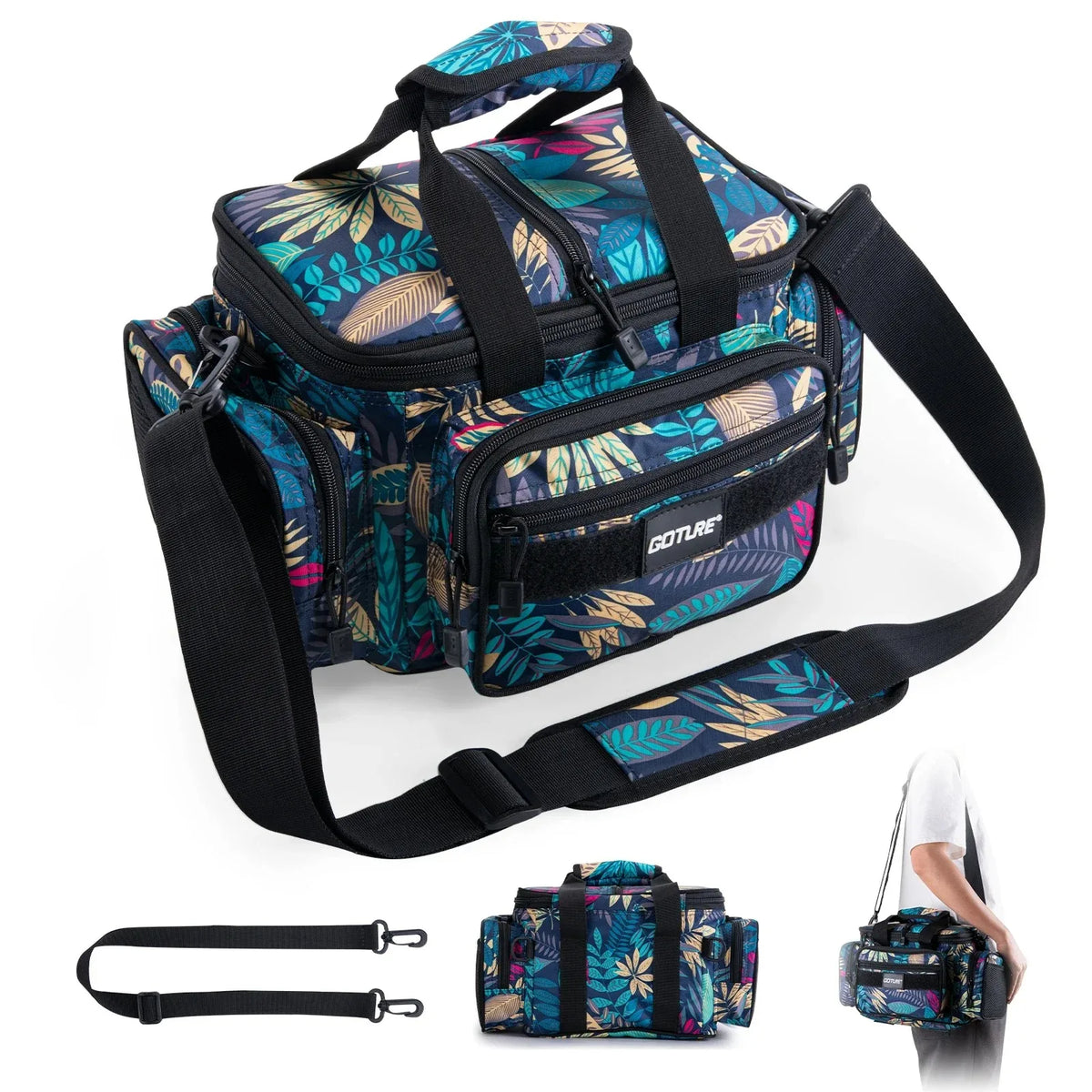 Goture Fishing Bags Waterproof 600D Oxford Fabric High Capacity Storage Durable Fishing Gear Bags for Men Outdoors Bag