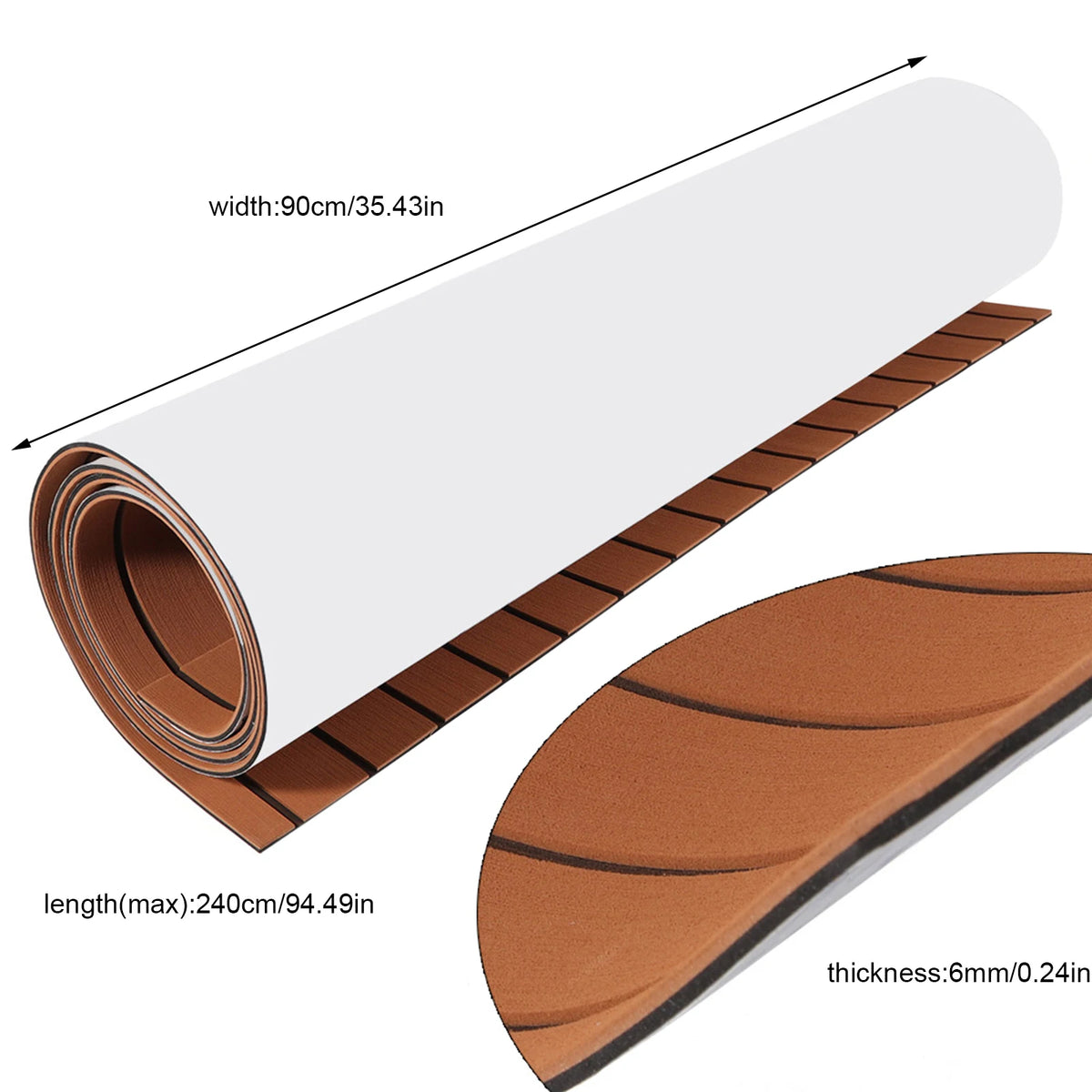 240×90x0.6cm Self-Adhesive EVA Foam Boat Marine Flooring Faux Teak Decking Sheet Striped Yacht Mat Washable