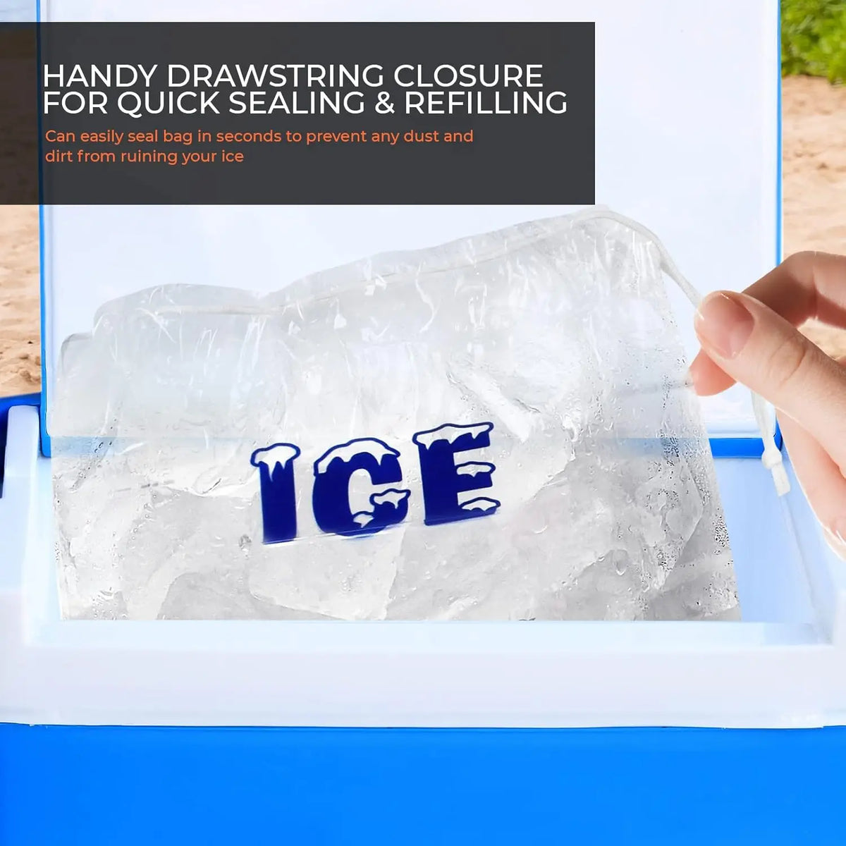 100 Count Ice Packs - 10 Lb Durable Ice Bags Freezer Keeper Refillable Ice Storage Bags for BBQs, Camping, Food Stalls, Takeaway
