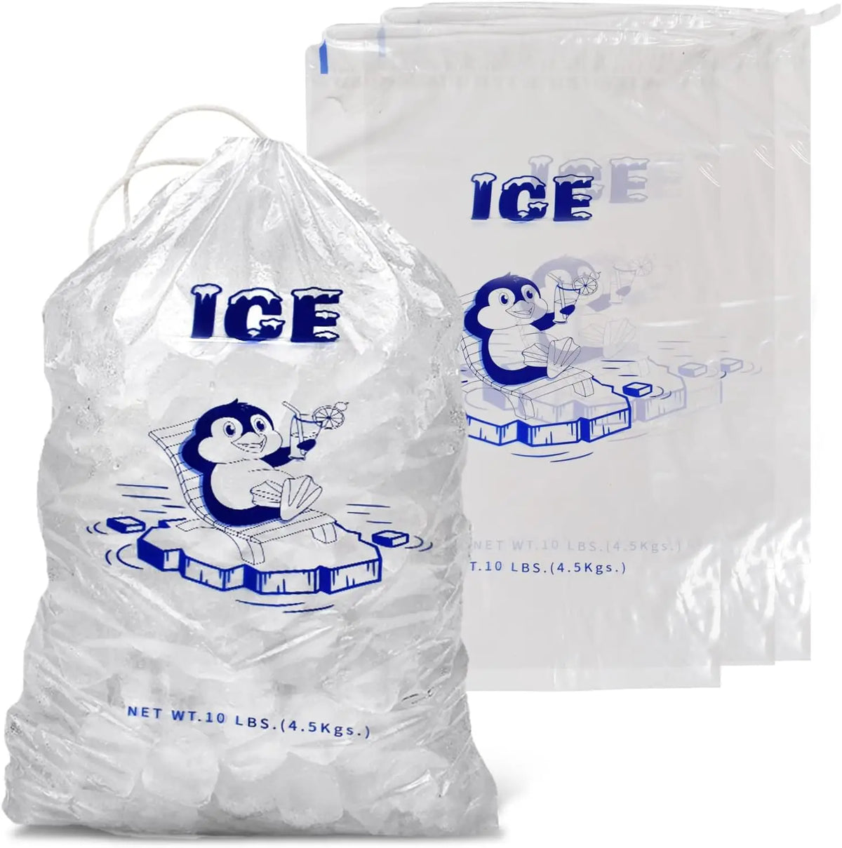 100 Count Ice Packs - 10 Lb Durable Ice Bags Freezer Keeper Refillable Ice Storage Bags for BBQs, Camping, Food Stalls, Takeaway