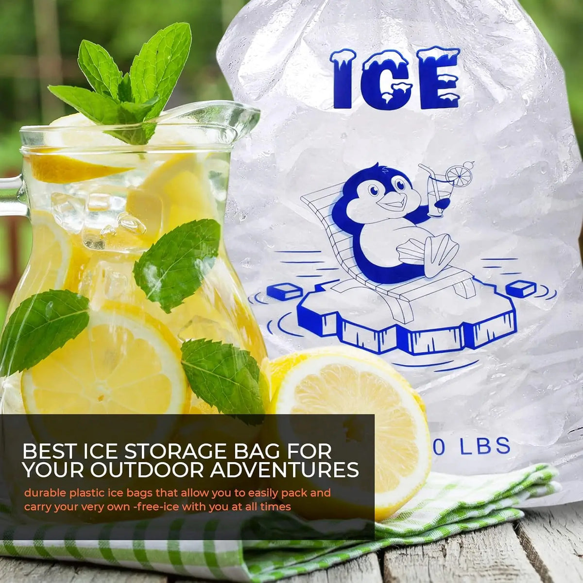100 Count Ice Packs - 10 Lb Durable Ice Bags Freezer Keeper Refillable Ice Storage Bags for BBQs, Camping, Food Stalls, Takeaway