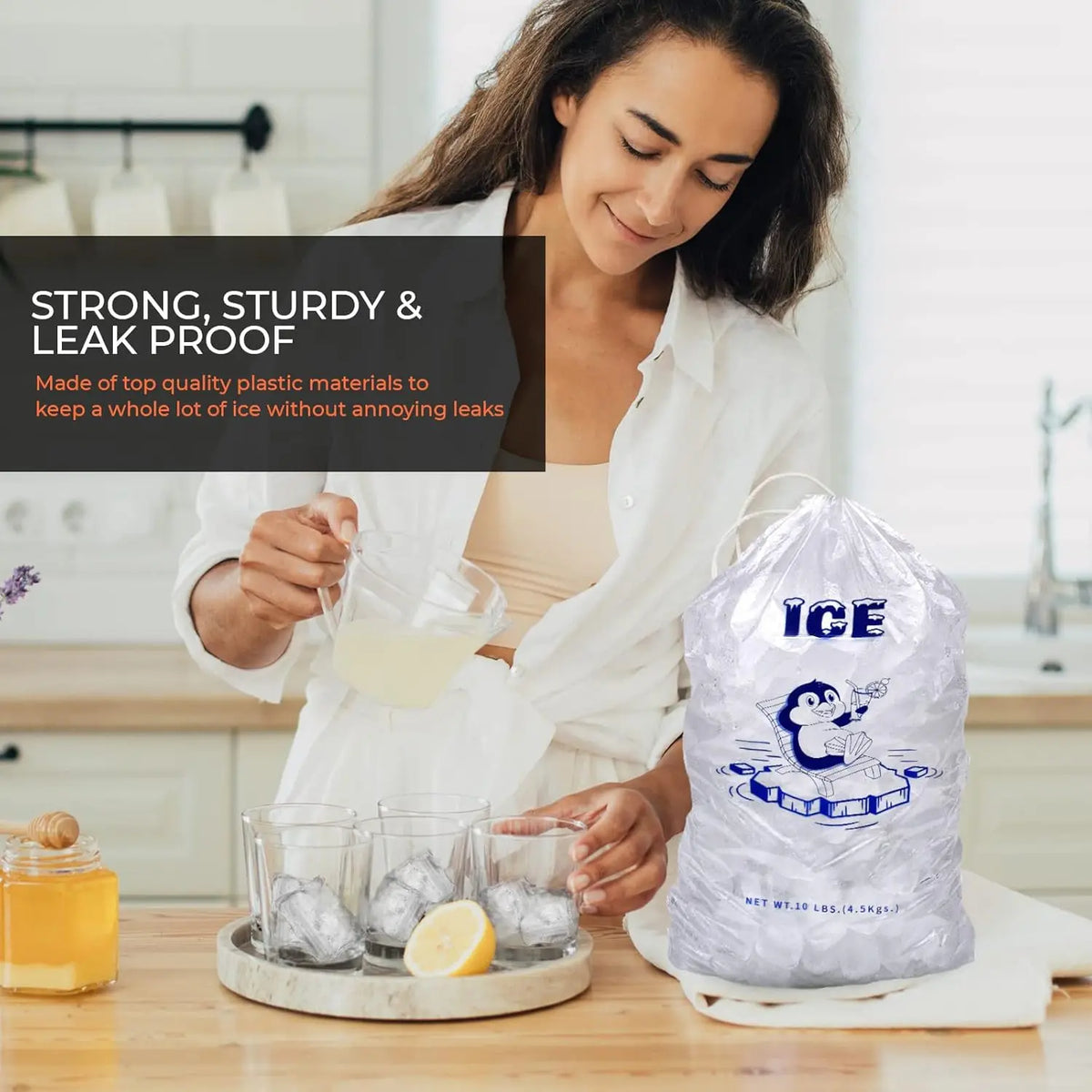 100 Count Ice Packs - 10 Lb Durable Ice Bags Freezer Keeper Refillable Ice Storage Bags for BBQs, Camping, Food Stalls, Takeaway