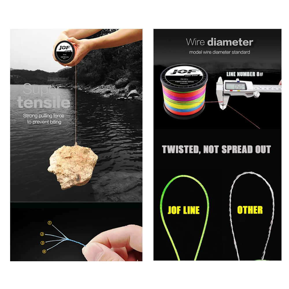 JOF 4 Braided Fishing Line PE Line Length 300m 8lb 10lb 20lb 30lb 35lb 40lb 50lb 60lb 80lb Japan PE braided line Floating Line