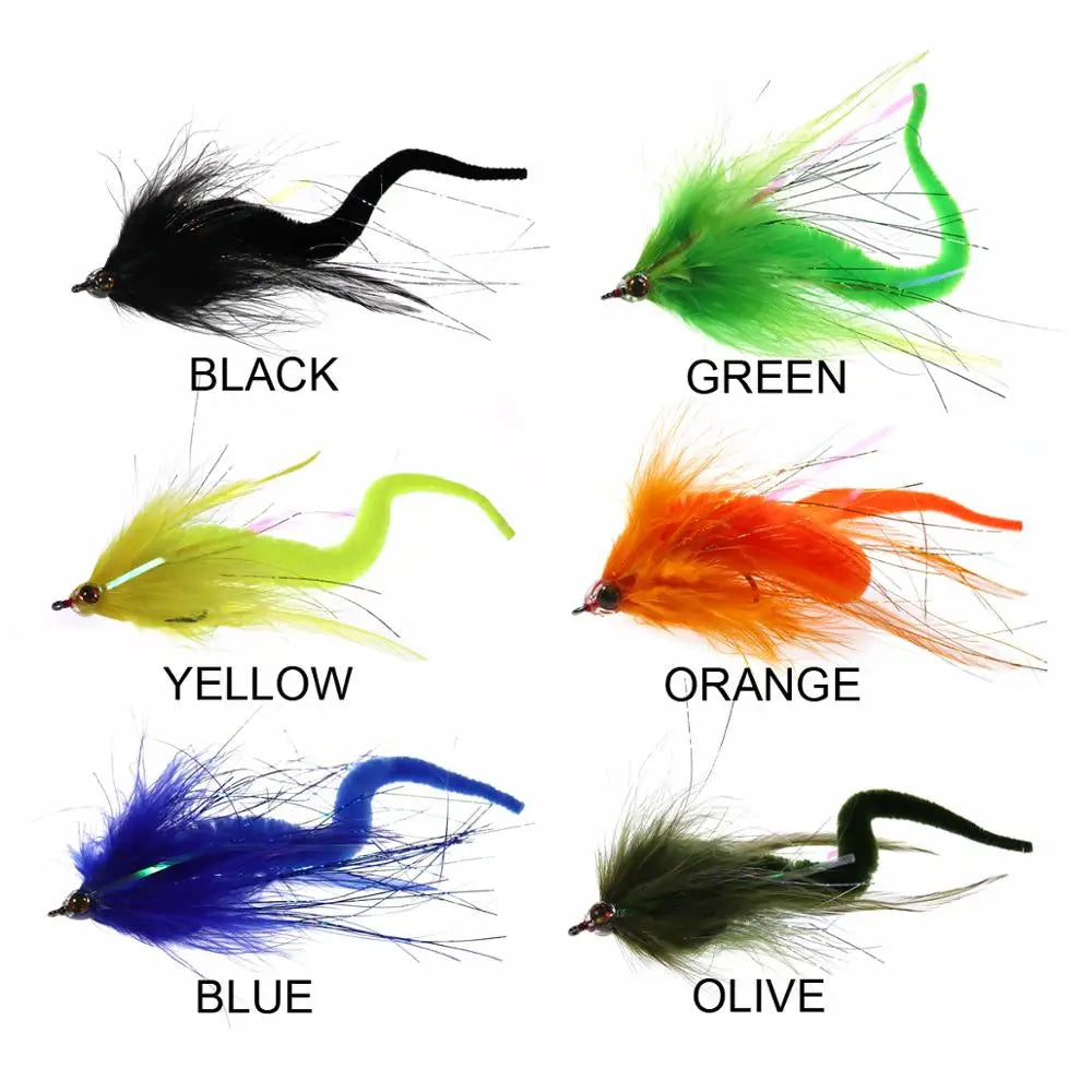1/2PCS~ 8PCS 2/0 Dragon Tail Pike Streamers Bass Pike Muskie Fishing Lure Fly Saltwater Baitfish Big Fishing Dragontail Flies