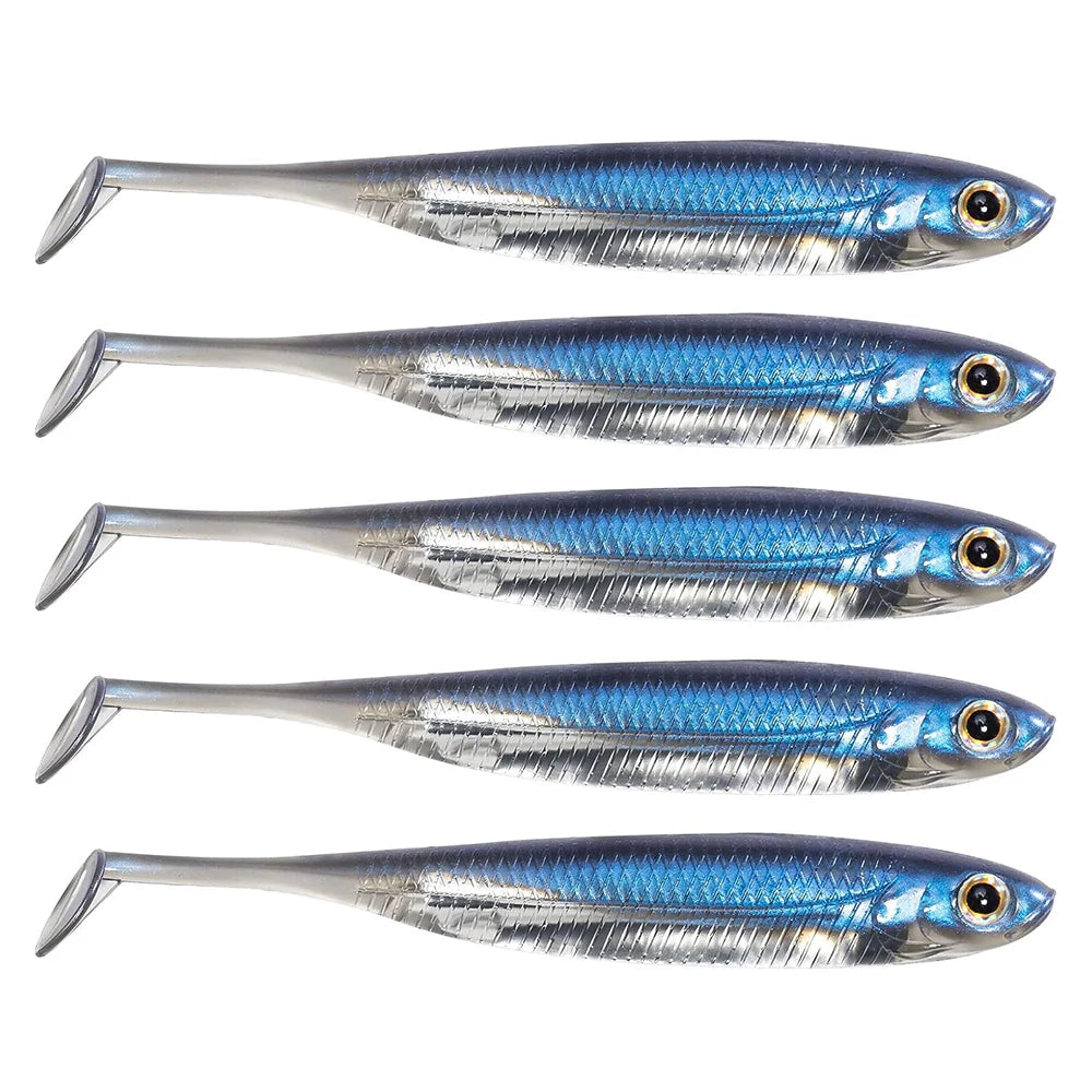 5Pcs Fishing Gear Accessories Soft Bait Set 10CM/12CM Color Flexible Reflective 3D Simulation Fishing Bait Durable Fishing Tool