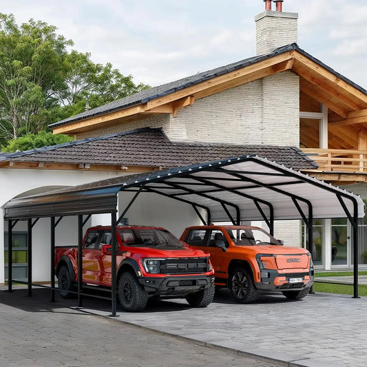 20x20 FT Metal Carport, Oversized Carport Garage with Enhanced Base, Outdoor Galvanized Car Shelter, Heavy Duty, Custom