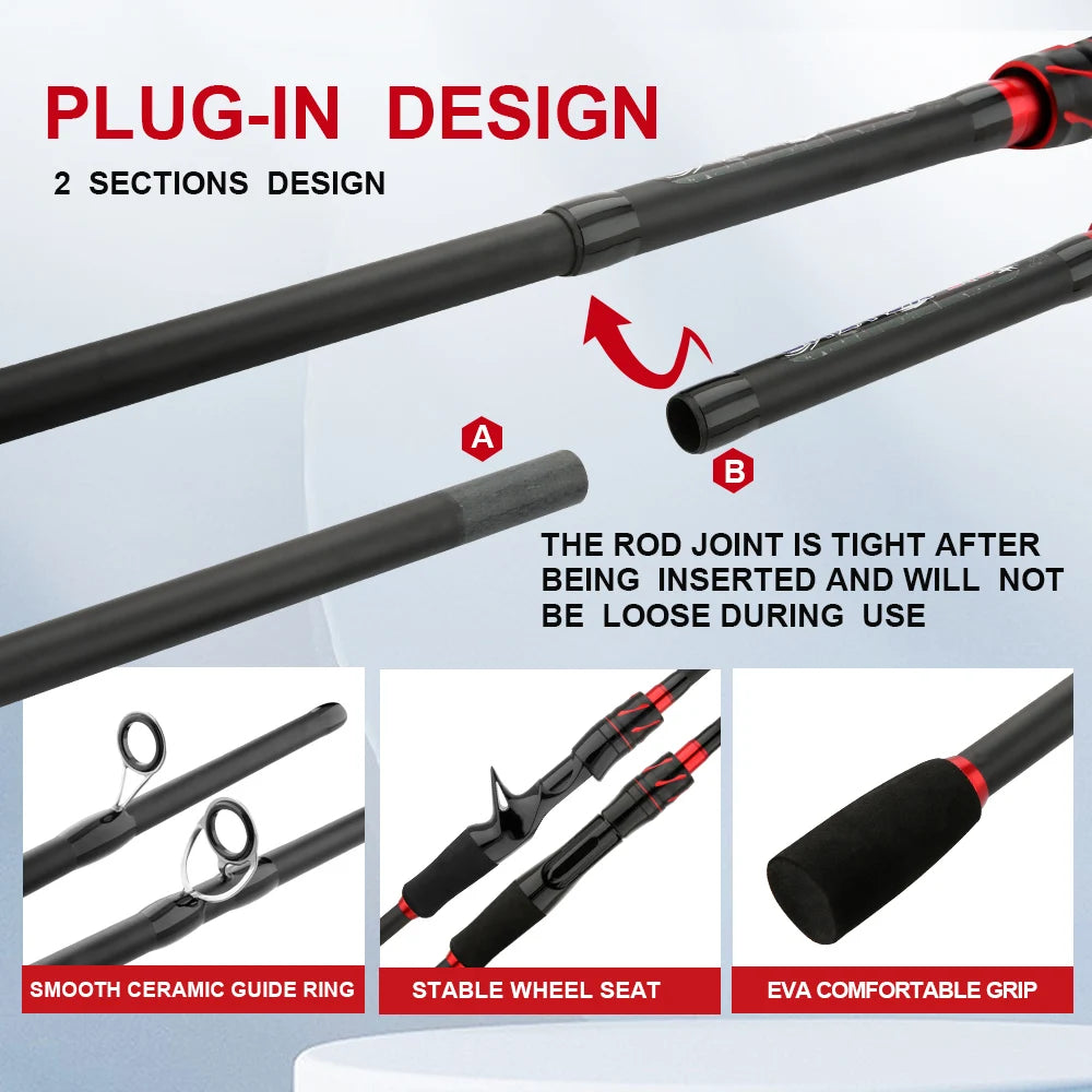 Casting Spinning Fishing Rod 2.1/1.8m UltraLight  Lure Rod  Carbon Fiber Rod Pole 4/5 Section with EVA Handle 3-15g Lure WT