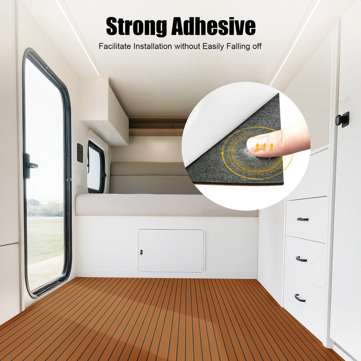240×90x0.6cm Self-Adhesive EVA Foam Boat Marine Flooring Faux Teak Decking Sheet Striped Yacht Mat Washable