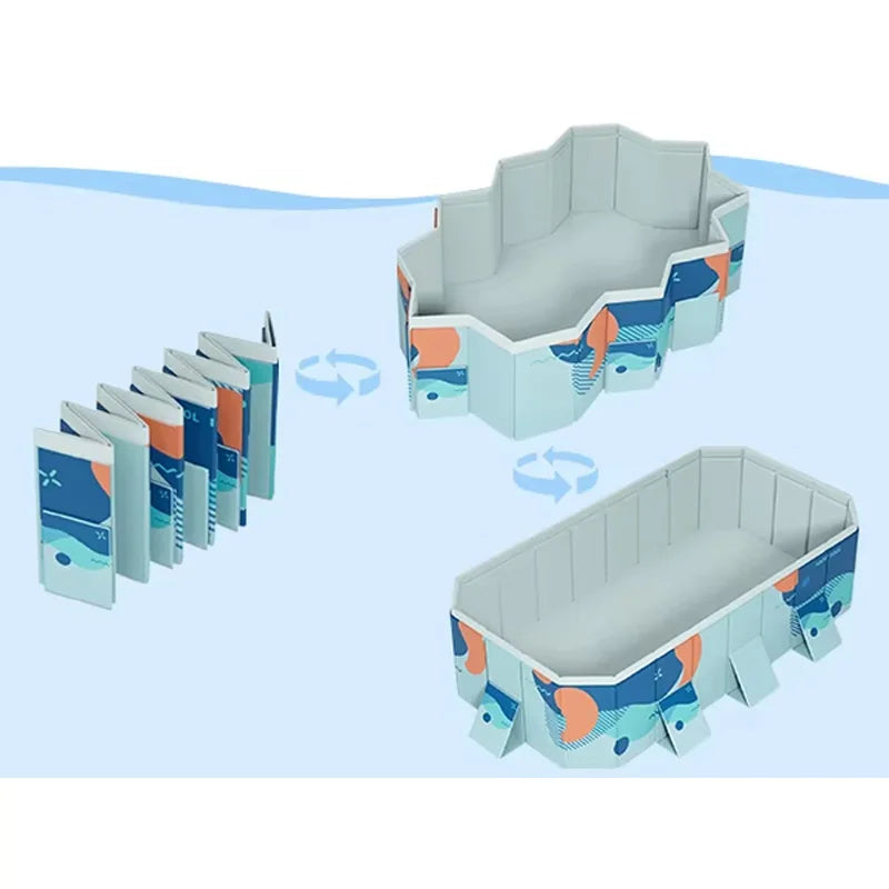 Available in 2.6m or 3m Size Foldable Large Rectangular Family Swimming Pool-Large Inflatable Pools Easy Setup Outdoor Above Ground Pool for Adults Kids Dogs Outdoor Garden Can hold sand,toys