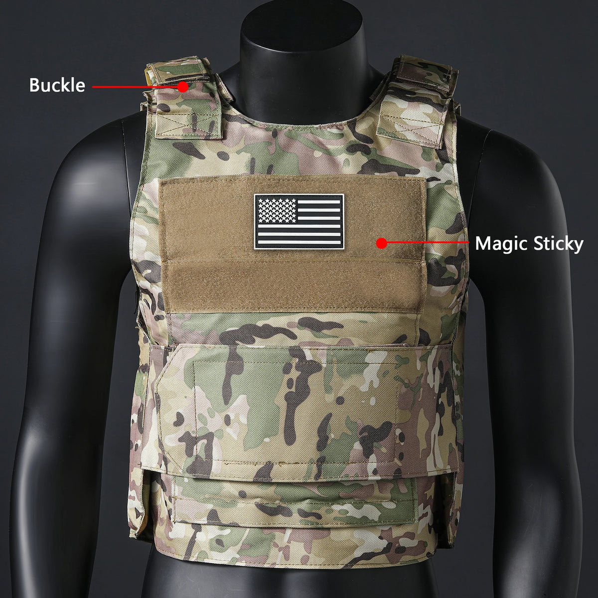 (Gift of American Flag) Quick Detachment Training Outdoor Vest Wilderness Adventure Equipment Training Clothes Black Eagle Vest
