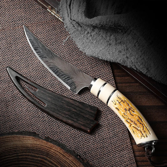 Sharp curved blade, sharp satin finish fruit knife, portable plastic handle boning knife