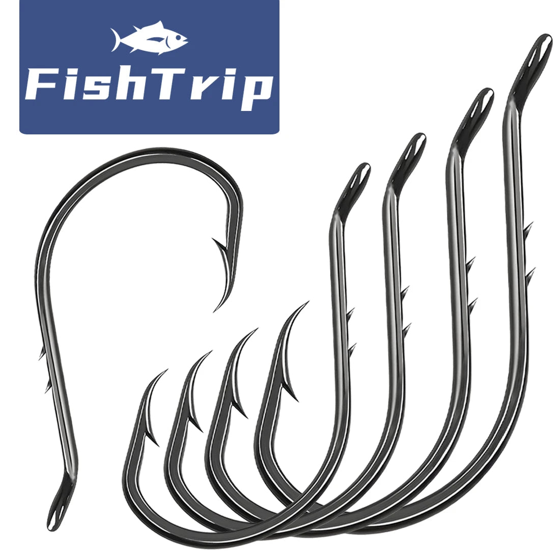 FishTrip Octopus Baitholder Fishing Hooks 2X Sharp Barbed Beak Hooks High Carbon Steel Extra Sharp Closed Eye for Saltwater