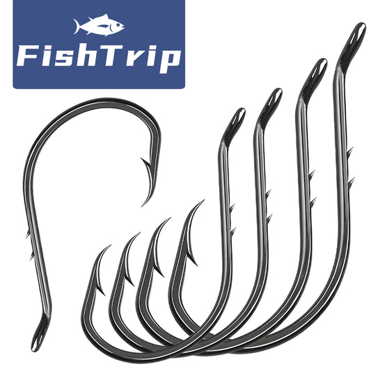 FishTrip Octopus Baitholder Fishing Hooks 2X Sharp Barbed Beak Hooks High Carbon Steel Extra Sharp Closed Eye for Saltwater