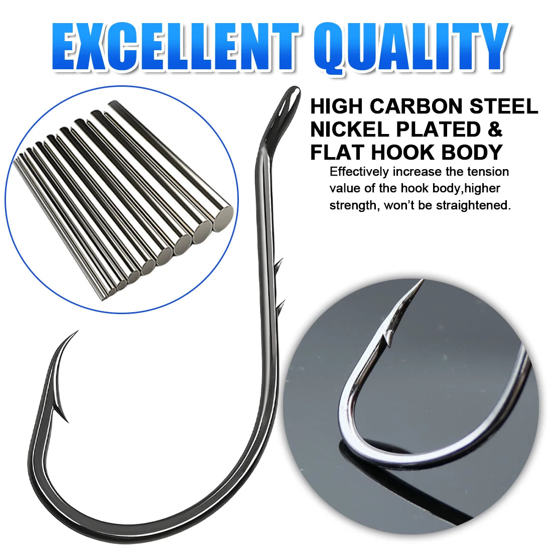 FishTrip Octopus Baitholder Fishing Hooks 2X Sharp Barbed Beak Hooks High Carbon Steel Extra Sharp Closed Eye for Saltwater
