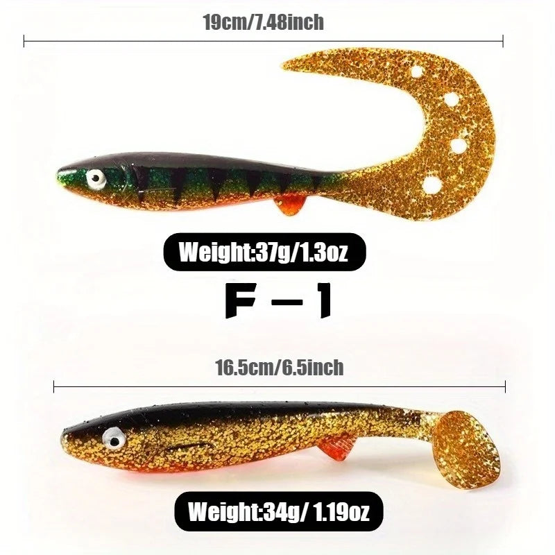 Lifelike 7.5" Curly Tail Swimbait - Slow-Sinking Action Triggers Strikes from Bass, Grouper & More. Saltwater/Freshwater.