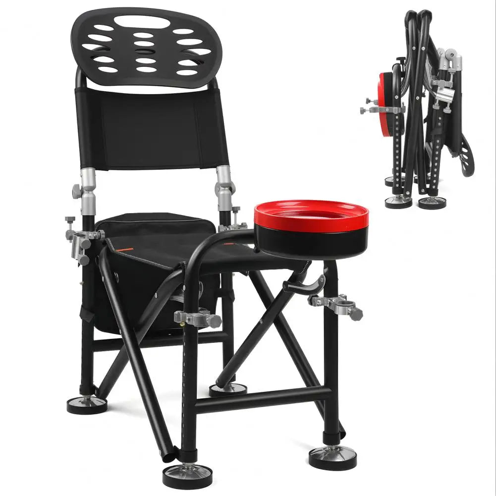 21cm Height Adjustable 13 Gears Fishing Chair Folding Outdoor Deck Chair with Backrest Rod Holder Fishing Gear Gift