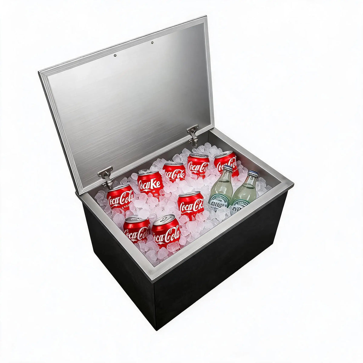 85QT Built‑In Ice Chest Cooler with Lid, Stainless Steel Drop‑In Ice Bin, 24H Cooling, Drain System for Outdoor Kitchen Bar Party