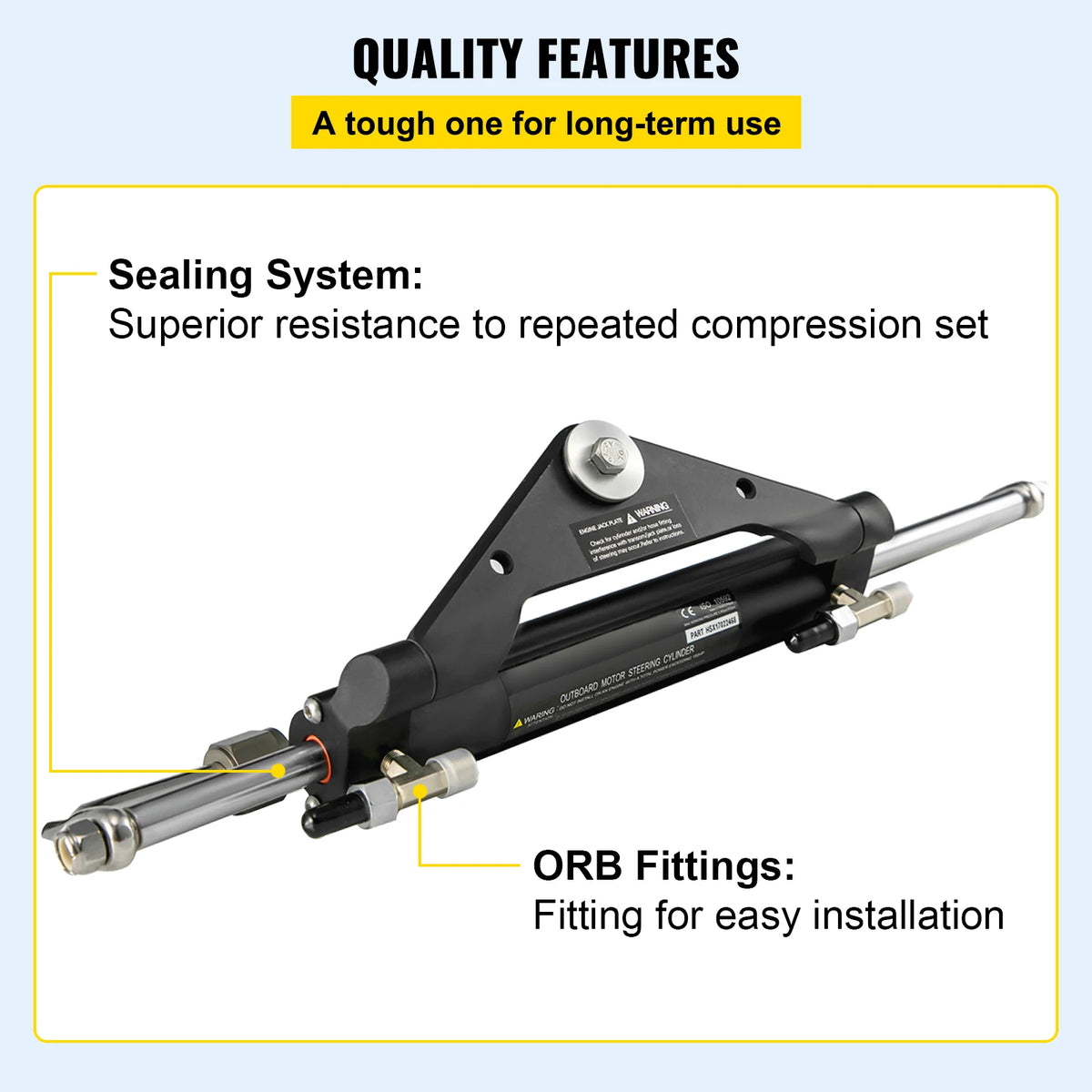 SucceBuy Hydraulic Steering Cylinder 150HP HC4645H Front Mount Hydraulic Outboard Marine Steering Cylinder Fit for Boat Steering
