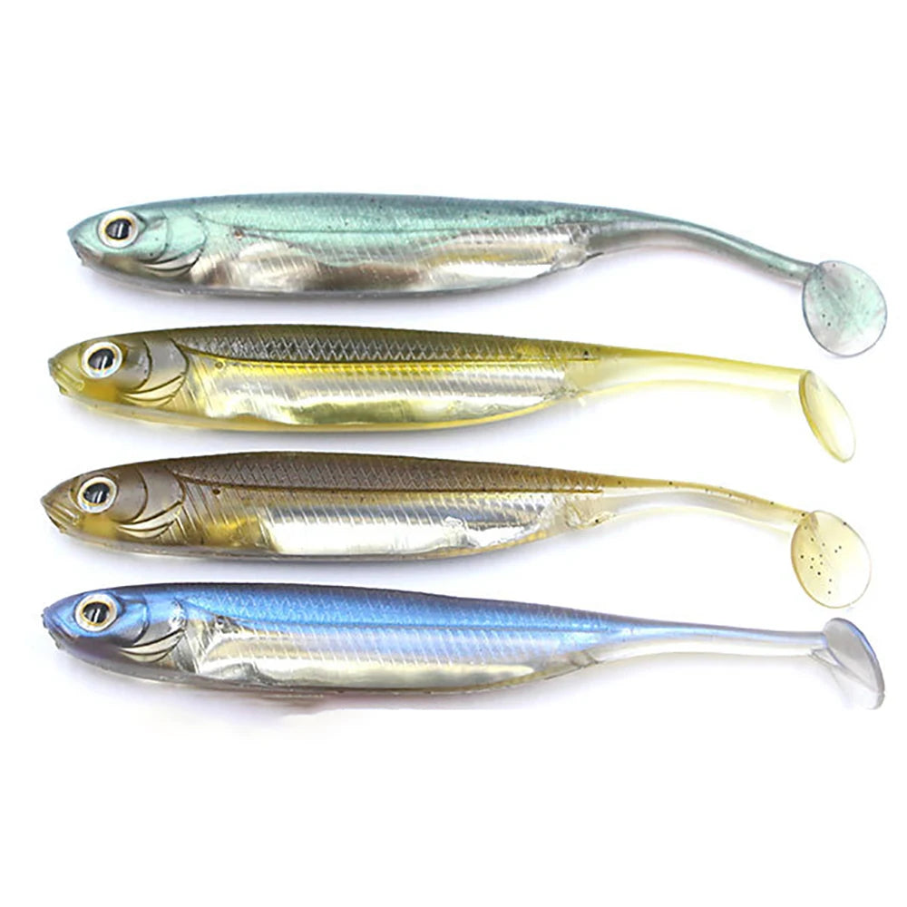 5Pcs Fishing Gear Accessories Soft Bait Set 10CM/12CM Color Flexible Reflective 3D Simulation Fishing Bait Durable Fishing Tool