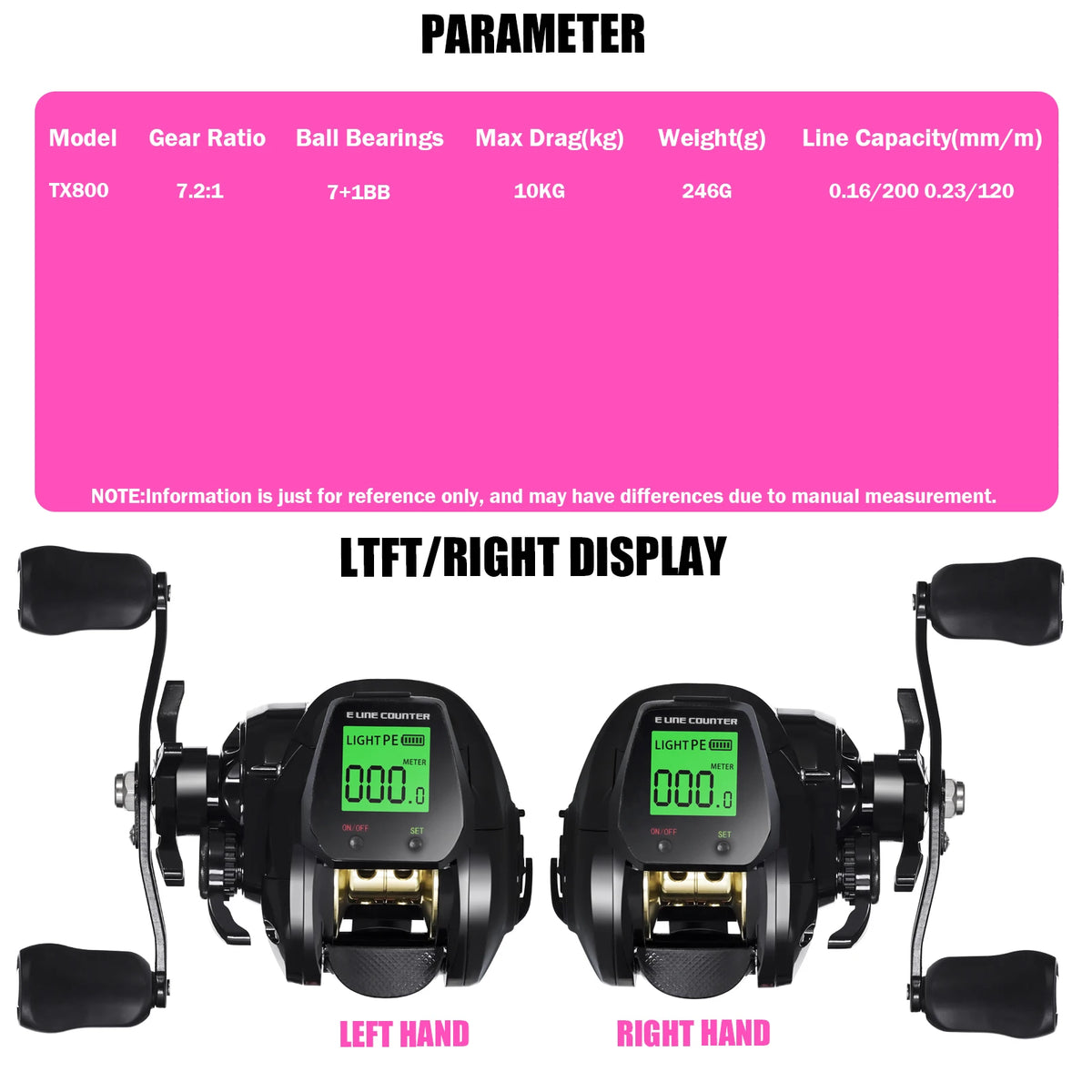 New Big Led Screen Electronic Baitcasting Fishing Reel High Speed 7.2:1 10kg Saltwater Waterproof Cast Drum Wheel Casting