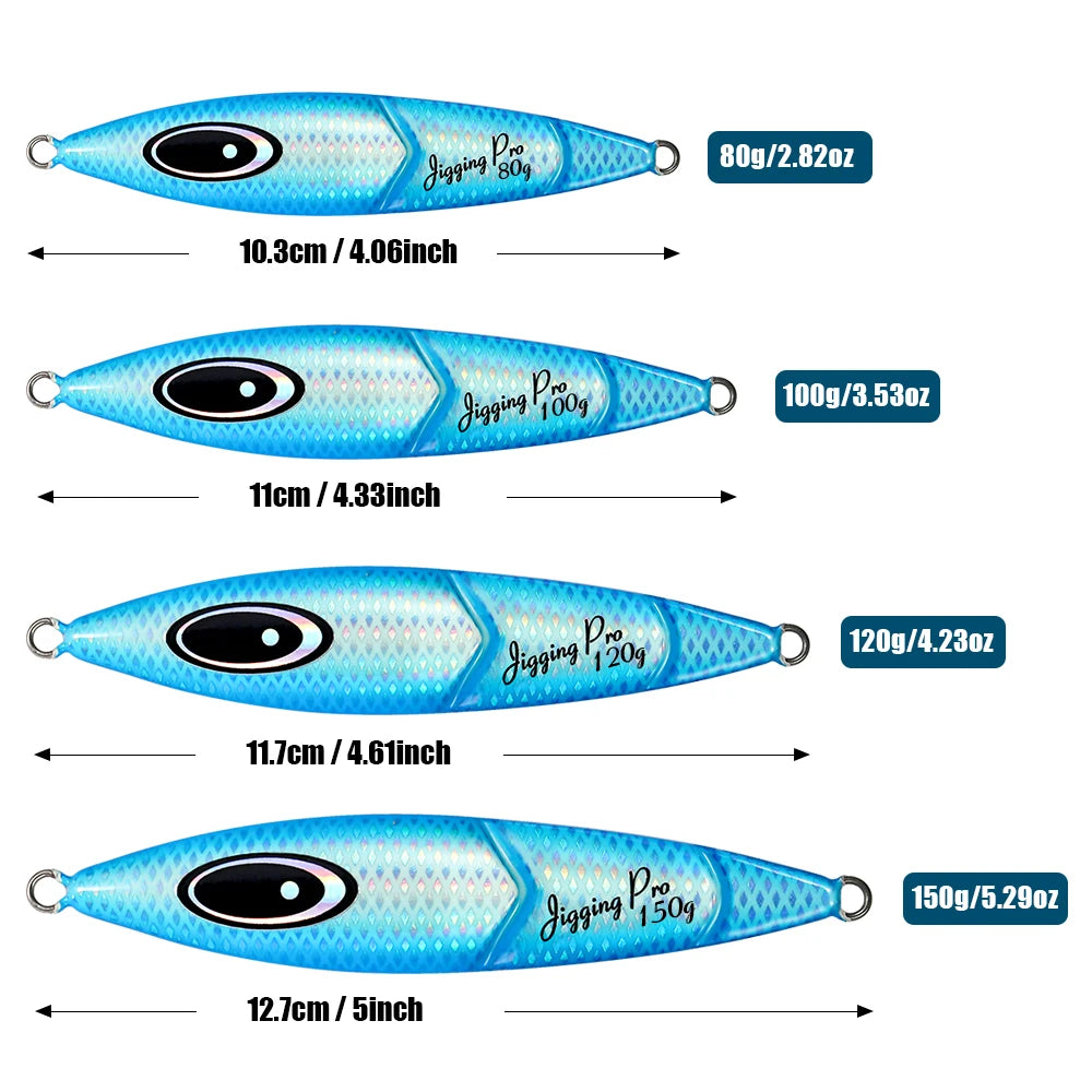 JIGGING PRO Slow Pitch Jigs 80g 100g 120g 150g Cranky Saltwater Shore Jigging Lure Luminous Spoon Metal Jig Fishing Lures