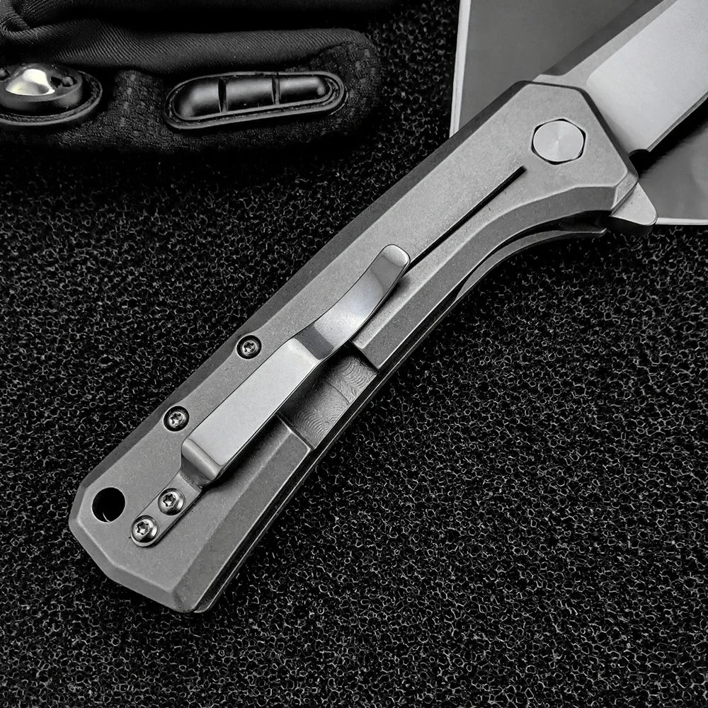 EDC Outdoor Hiking Fishing Folding Knife Camping Wilderness Climbing Knife Deep Clip Flipper Ball Bearing Pocketknife