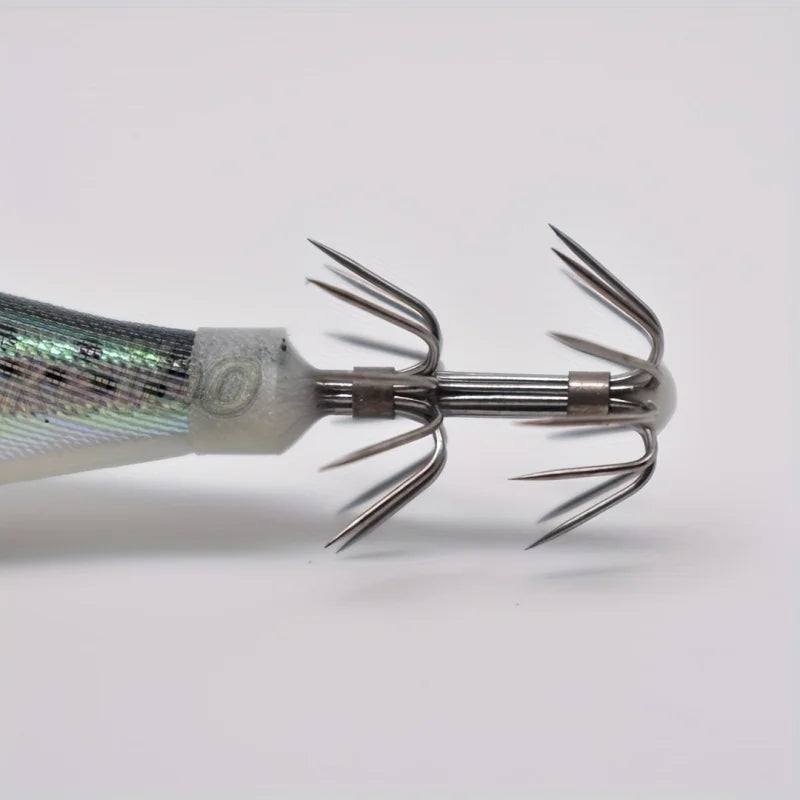 5pcs Glow-in-the-Dark Fishing Lures with 3D Eyes - Realistic Shrimp, Squid, Octopus - Hard Bait Jig Lures with Hooks, Non-Toxic,