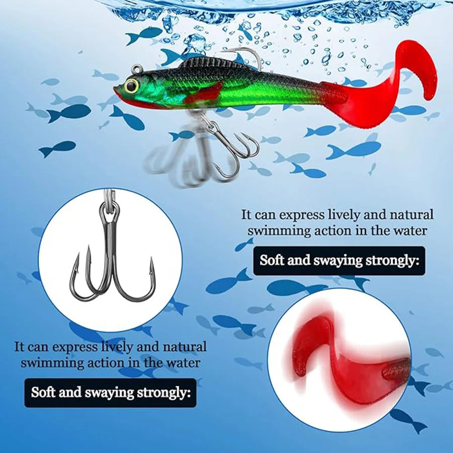 6PCS/BAG Artificial Baits Kit Fishing Tackle Soft Bait Jig Head Wobblers For Sea Bass Spoon Pike Carp Fishing Lures Set Swimbait