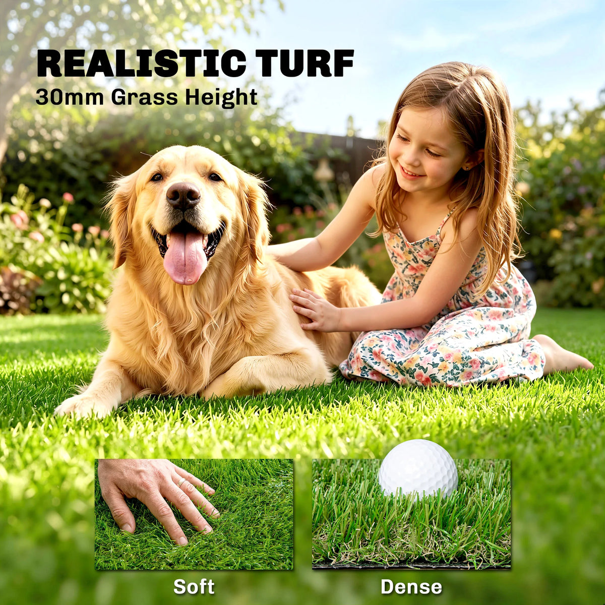 9.8X3.3Ft Artificial Grass Turf Fake Mat Lawn Synthetic Backed Drainage Hole