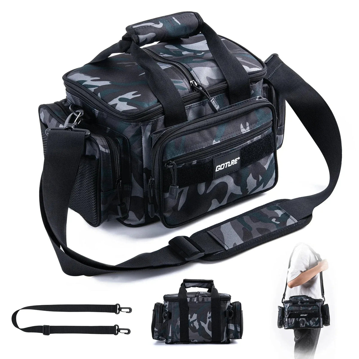 Goture Fishing Bags Waterproof 600D Oxford Fabric High Capacity Storage Durable Fishing Gear Bags for Men Outdoors Bag