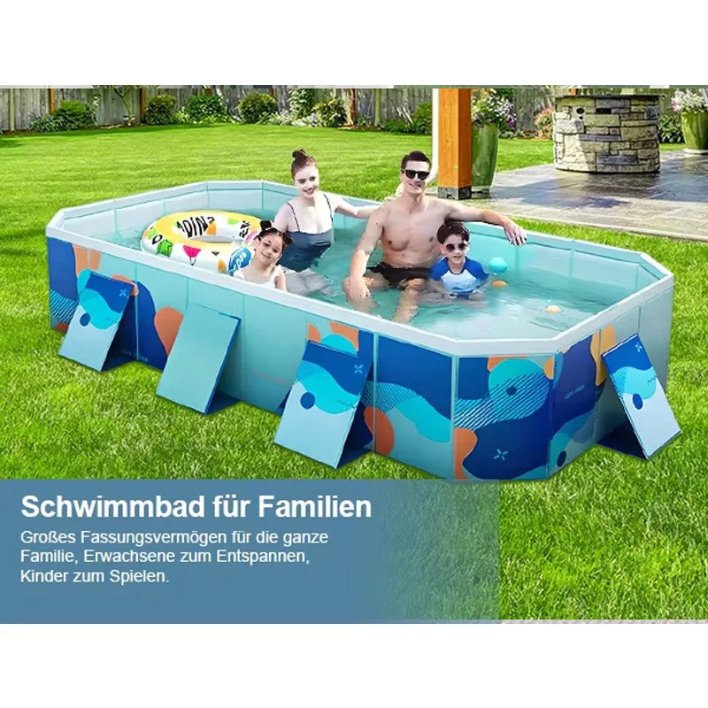 Available in 2.6m or 3m Size Foldable Large Rectangular Family Swimming Pool-Large Inflatable Pools Easy Setup Outdoor Above Ground Pool for Adults Kids Dogs Outdoor Garden Can hold sand,toys