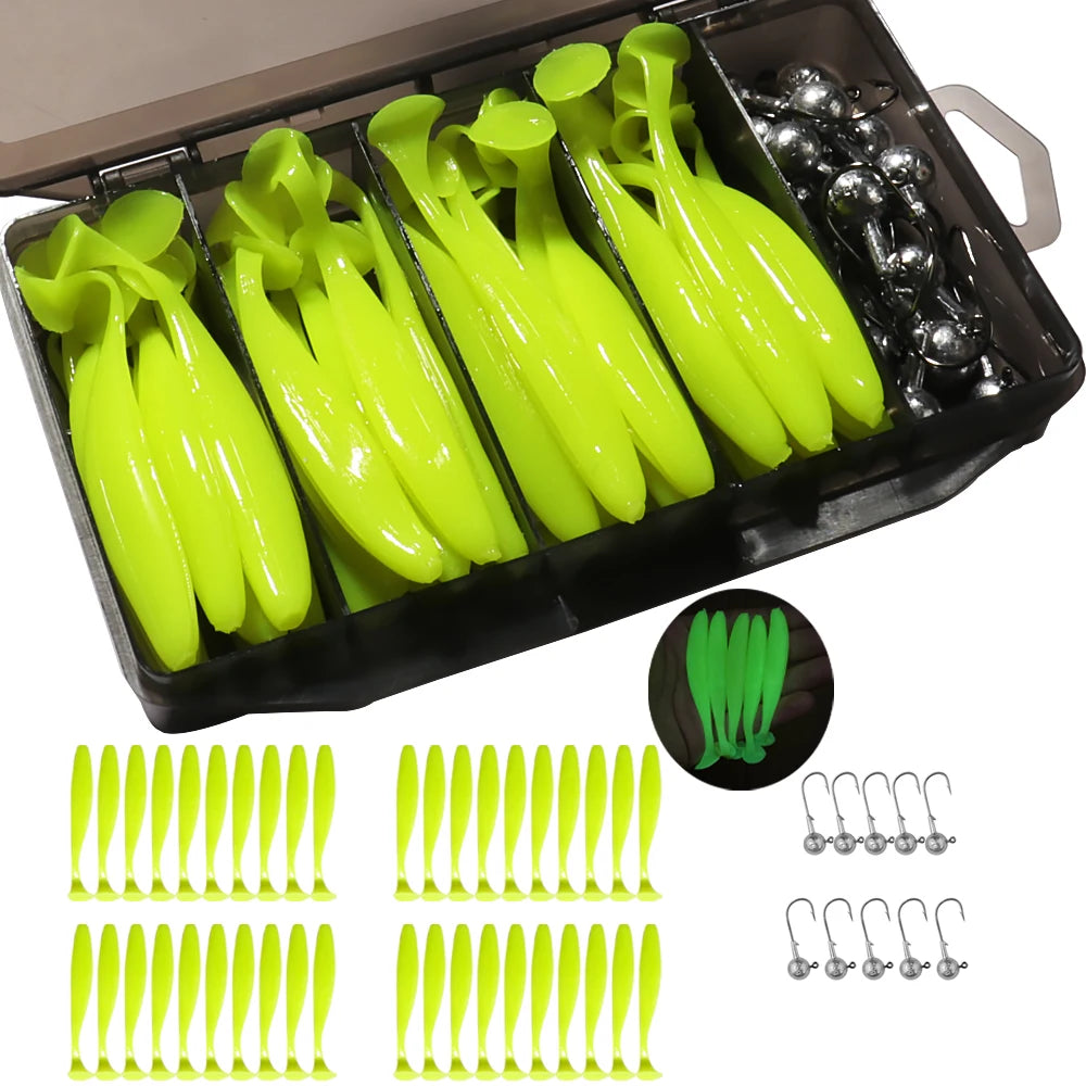 50PCS/Box Metal Jig Bait 5.5cm 7cm 10cm Soft Lure 3g 5g 7g 10g 14g Jigging Head Hook Carp Fishing Box Pesca Sinking Lure Kit