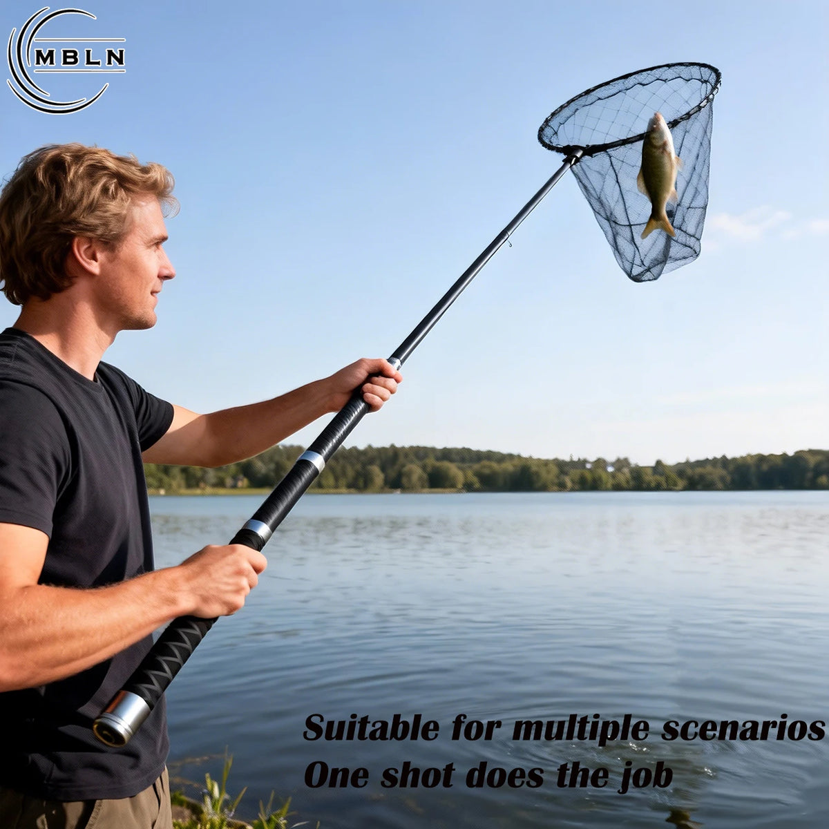 Carbon Fiber Telescopic Landing Net Pole, 6m/8m, Anti-Slip Handle, 8mm Universal Net Head, Ideal for Sea Fishing