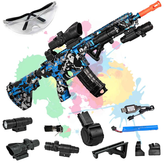 Electric Toy Gun Gel Explosive M416with Scope Semi-Auto & Auto Modes Tactical Camo Design for Kids & Hobbyists