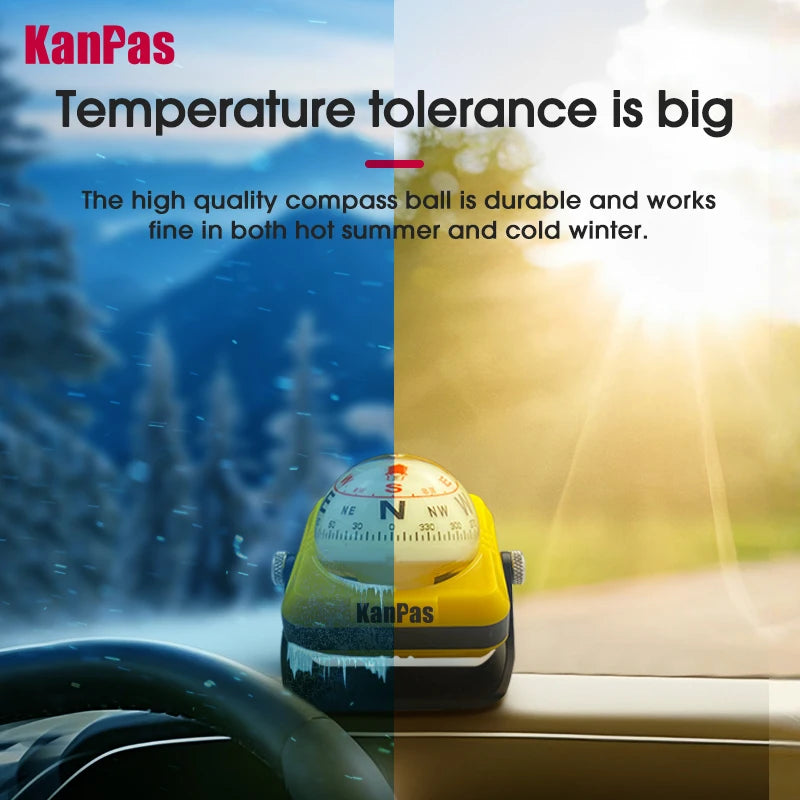 KanPas Dash Board Compass for Car/Innovative Double Dials/Powerful Luminous Capsule/Adjustable Compass Holder