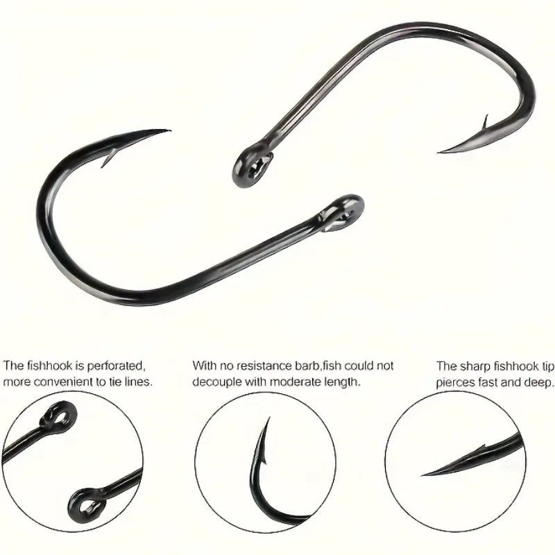 500pcs Fishhooks Strong Sharp Silver Circle Fishhook 3#-12# Jig Barbed Pesca Portable Fishing Tackle Accessories Sea Fishing Set