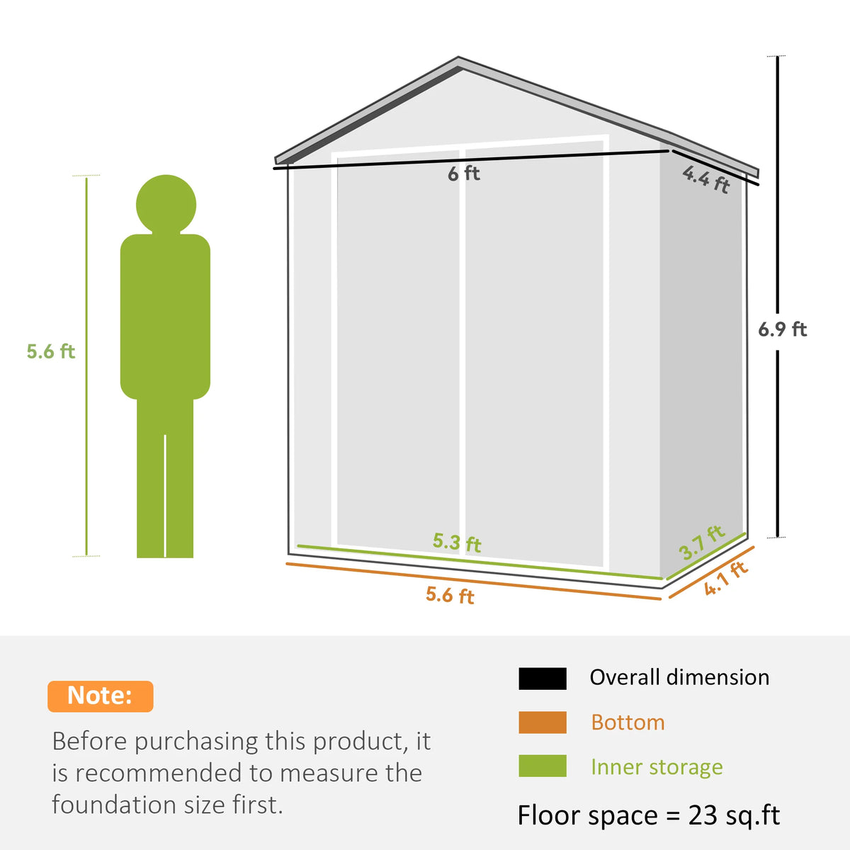 Outdoor Storage Shed 6'x4.5'Garden Shed with Lockable Doors Vent