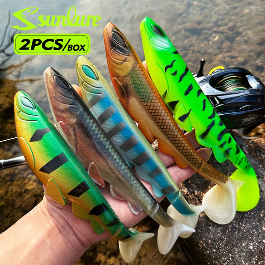 Sunlure 2PCS Fishing Lure Big Size Soft Bait Lures 20.3cm&15.2cm 70g&26.5g Wobbler Swimbait Artificial Silicone Fishing Gear