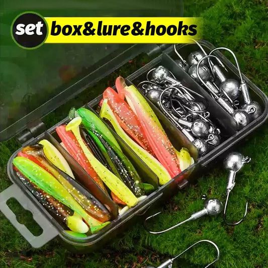 50PCS/Box Metal Jig Bait 5.5cm 7cm 10cm Soft Lure 3g 5g 7g 10g 14g Jigging Head Hook Carp Fishing Box Pesca Sinking Lure Kit