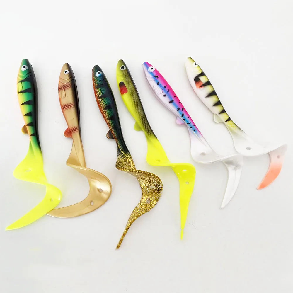Lifelike 7.5" Curly Tail Swimbait - Slow-Sinking Action Triggers Strikes from Bass, Grouper & More. Saltwater/Freshwater.