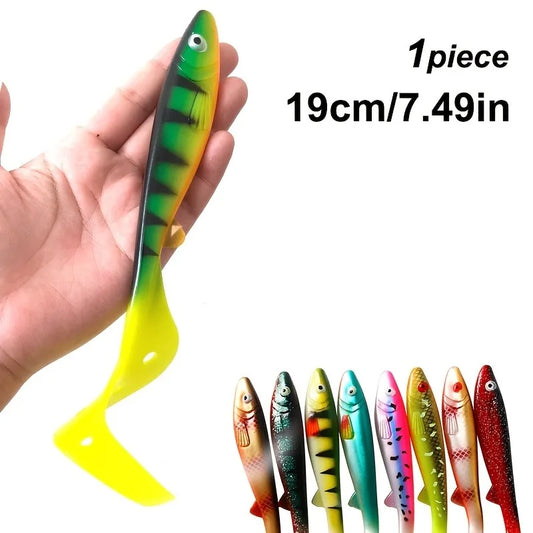 Lifelike 7.5" Curly Tail Swimbait - Slow-Sinking Action Triggers Strikes from Bass, Grouper & More. Saltwater/Freshwater.