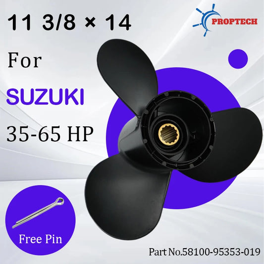 11 3/8X14 Outboard Propeller For Suzuki 35hp 40hp 50hp 55hp 60hp 65hp Motor Aluminum Screw 3 Blade 13 Spline Marine Engine Part