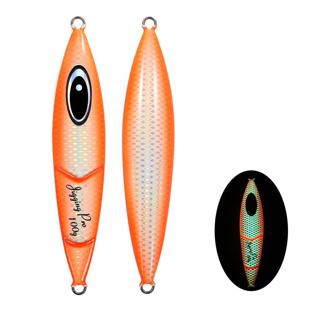 JIGGING PRO Slow Pitch Jigs 80g 100g 120g 150g Cranky Saltwater Shore Jigging Lure Luminous Spoon Metal Jig Fishing Lures