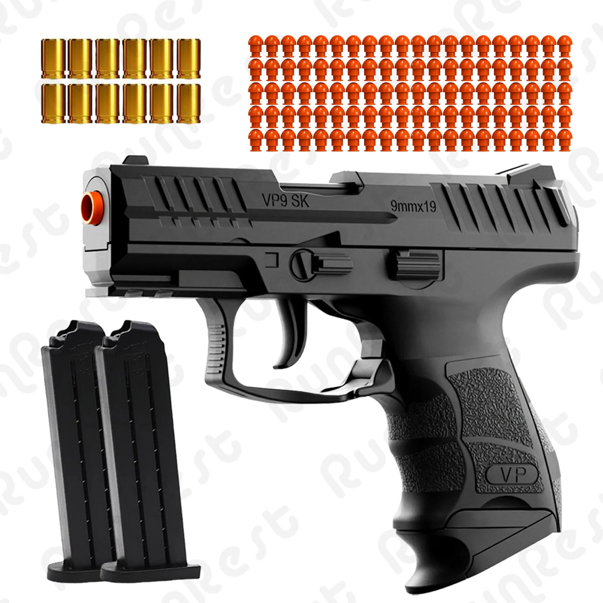 100 rounds of bullets, 12 shells, and 2 shells soft bullet gun black toy handgun new toy shooting gun