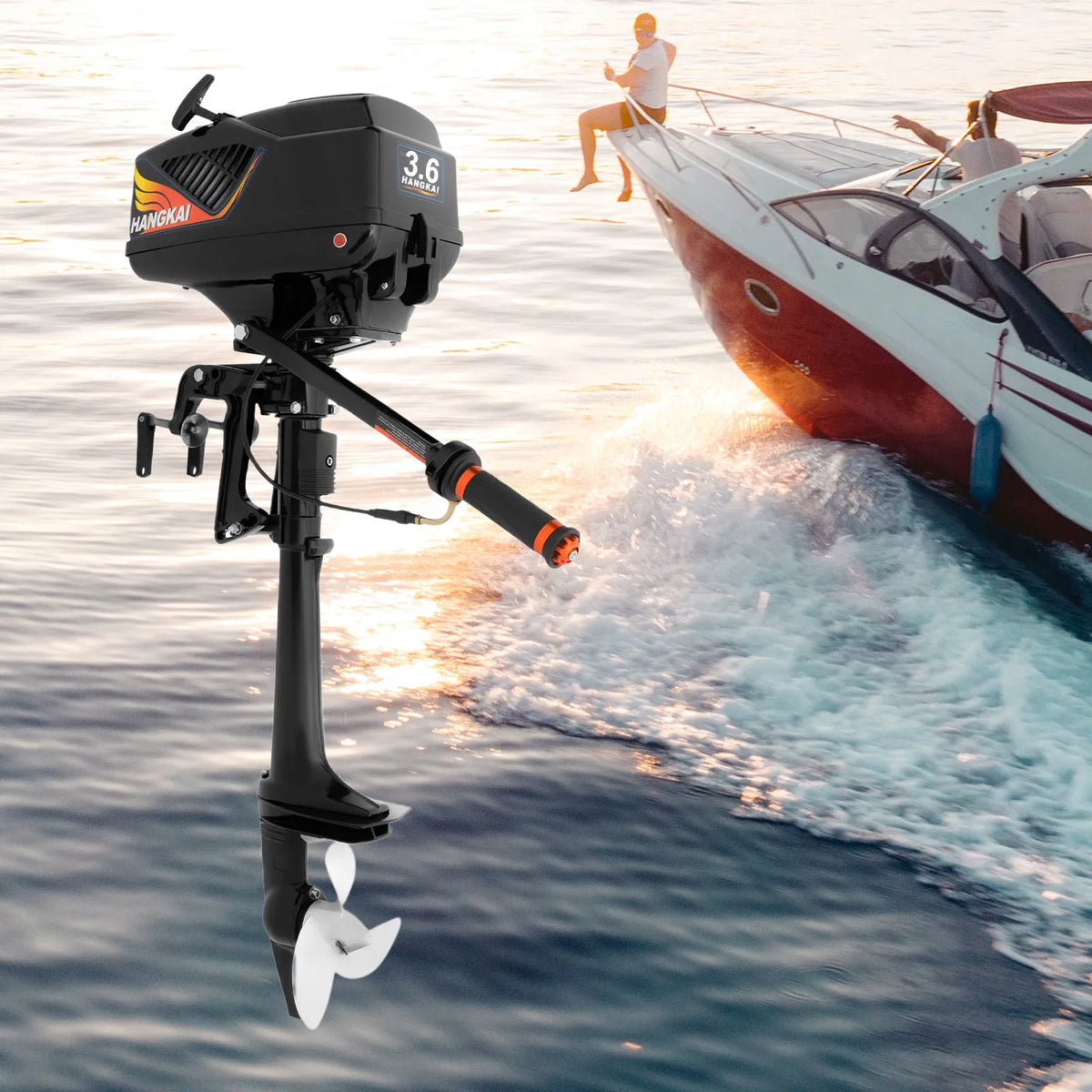 2-Stroke, 3.6 HP Outboard Motor Outboard Engine Manual Start 55cc Motor CDI for Rubber Boats, Inflatable Boats
