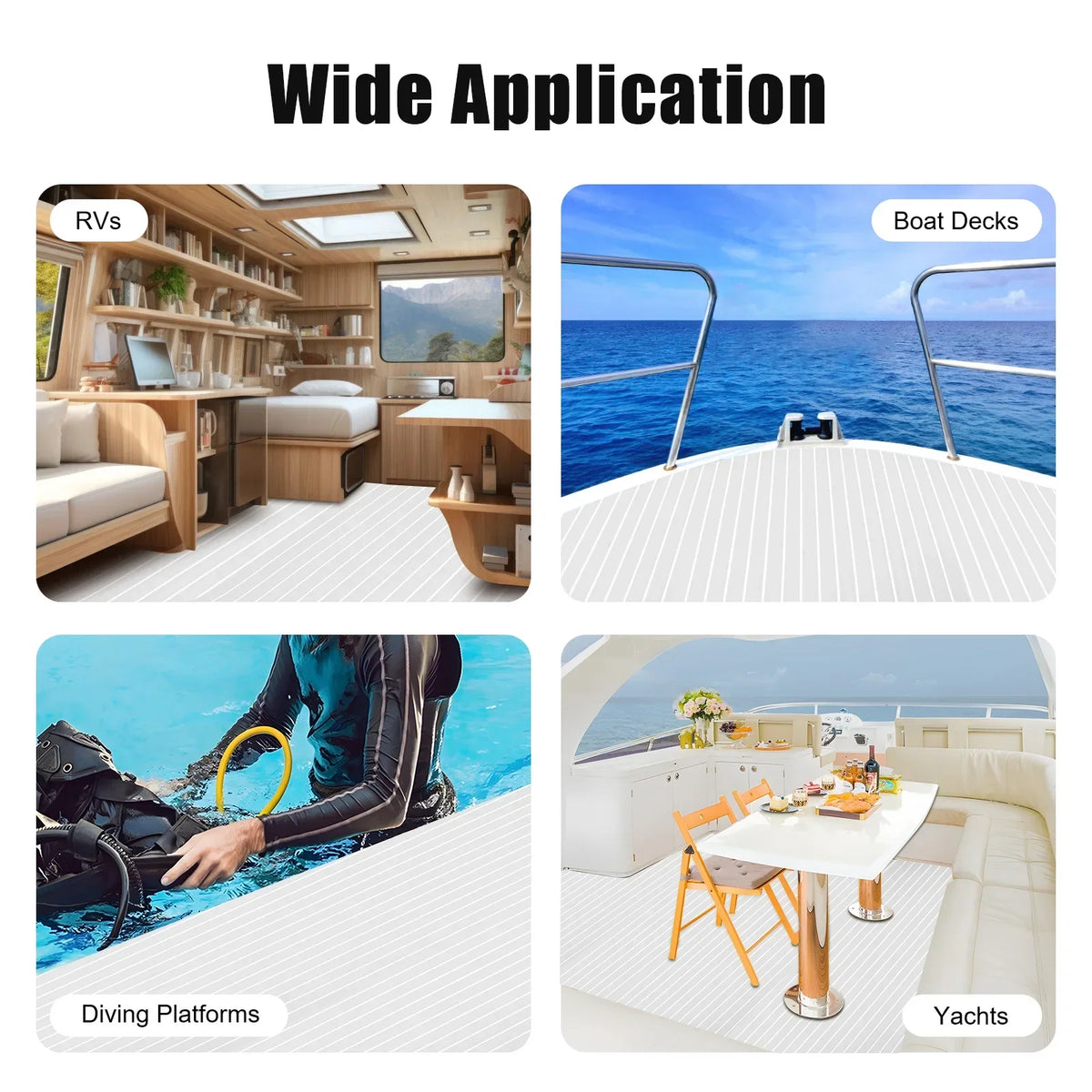EVA Foam Teak Sheet Marine Flooring Yacht Synthetic Boat Decking Self-Adhesive Pad 35.4"X94.5"